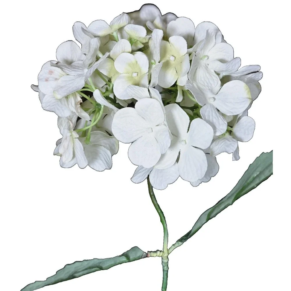 Vintage Artificial Hydrangea Flowers Set of 4 White Floral Stems